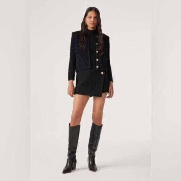 NEW Ba&sh  Bash Gaspard Tweed Cardigan Jacket in Black | size 1 / S - Picture 7 of 14